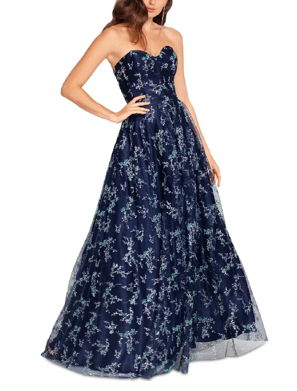Clearance Sale blondie nites navy & teal glitter corset ball gown