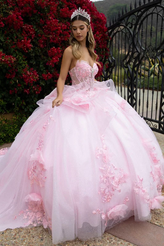 Special Price Long Ball Gown Glitter Applique Quinceanera Dress