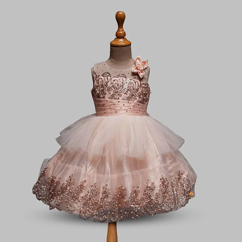 Today’s Special Peach Elegant Girls Frock