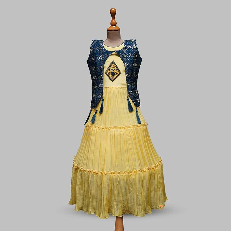 Members Only Lemon Party Wear Gown for Girls