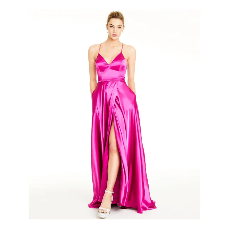 Hot Deal 3 - blondie nites fuchsia satin lace up gown