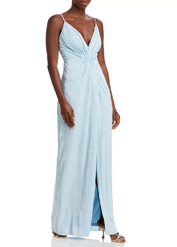 Factory Direct Sale 6 - aidan mattox light blue metallic pleated gown