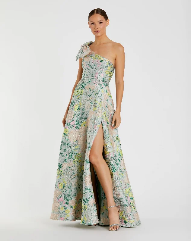 Flash Sale Mac Duggal 11919 Floral Print Long Formal A Line Prom Dress
