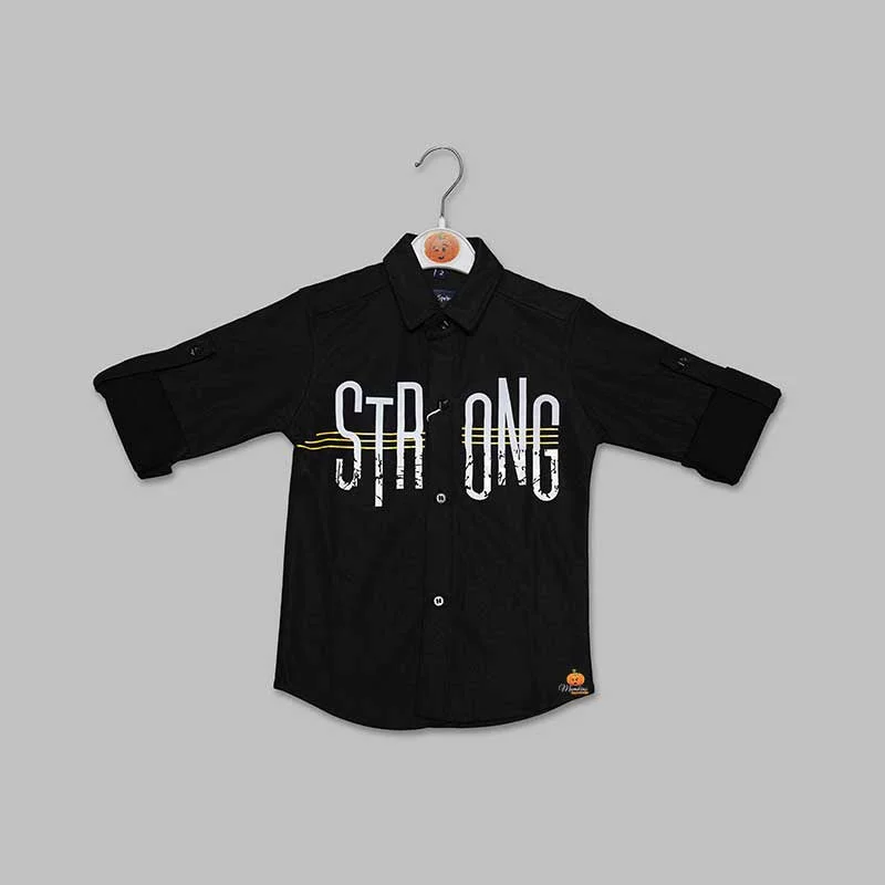 Price Rollback Typography Printed Full Sleeves Shirt for Boys