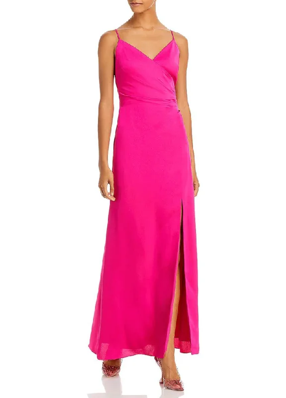 Steals and Deals aqua hot pink satin bow dress