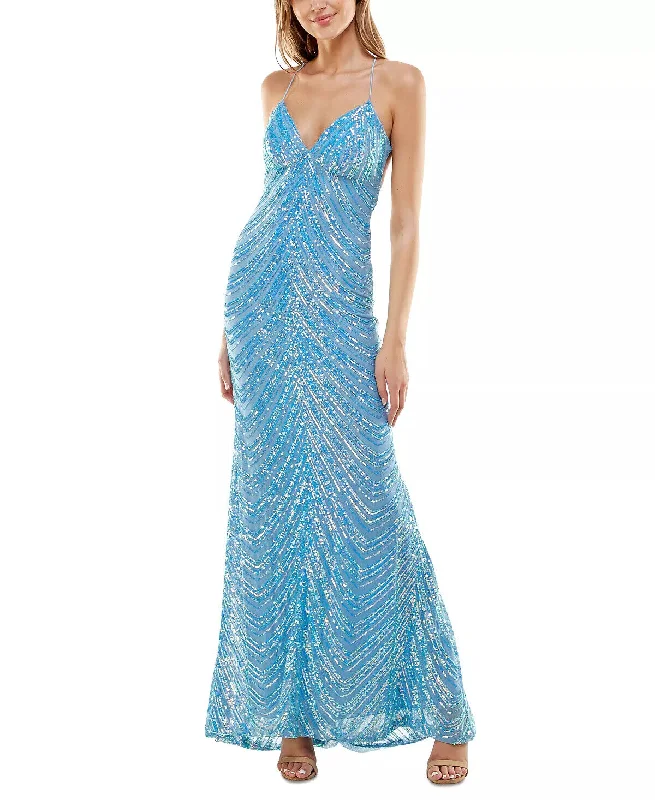 Doorbuster Deal 1 - b darlin blue iridescent sequin gown