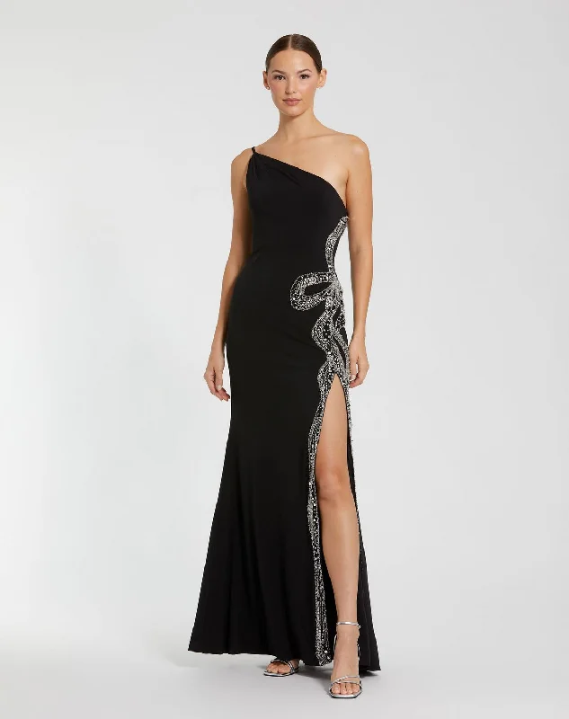 Midnight Madness Mac Duggal 68932 Formal Long Fitted Slit Prom Dress