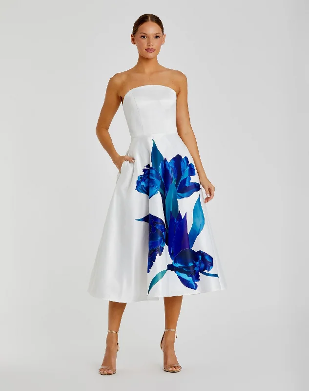 Quick Sale Mac Duggal 21075 Tea Length Print Cocktail Dress