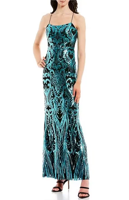 New Arrival 9 - next up black & teal sequin gown