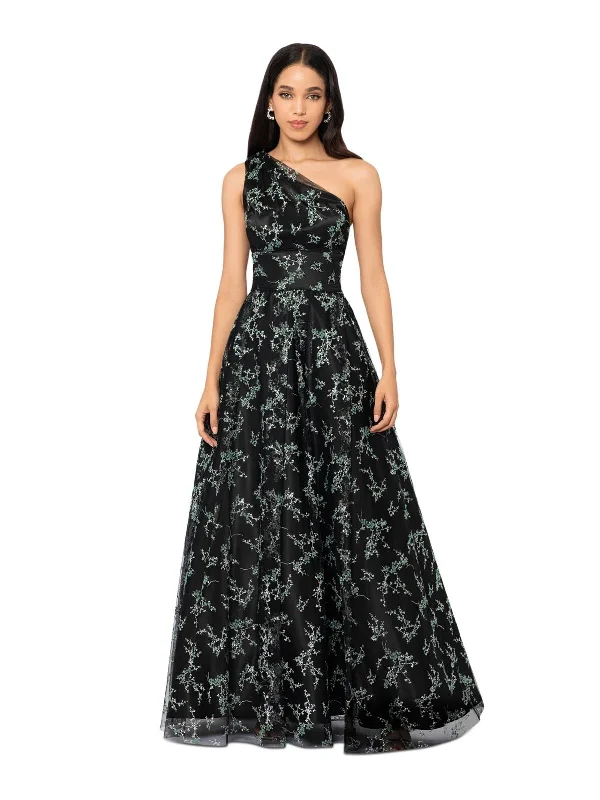 Today Only 9 - blondie nites black one shoulder glitter mesh gown