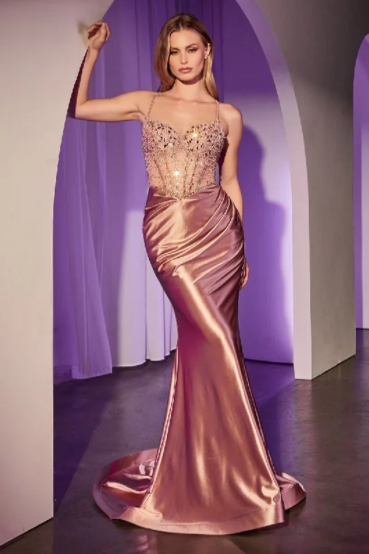 New Deals Cinderella Divine CC8884 Fitted Long Formal Beaded Prom Dress