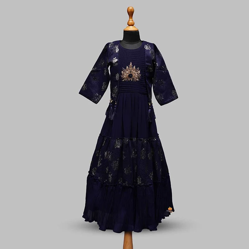 Year-End Sale Blue-Rama Party Wear Gown for Girls