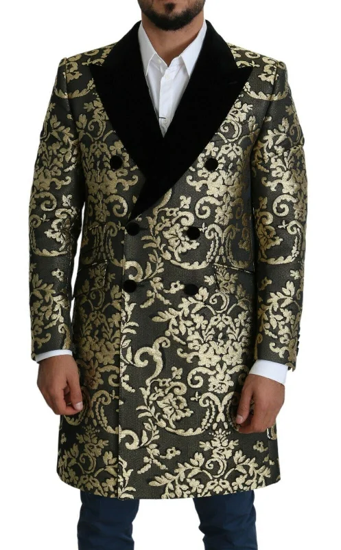 Amazing Deals Dolce & Gabbana  Sicilia Jacquard Double-Breasted Men's Coat
