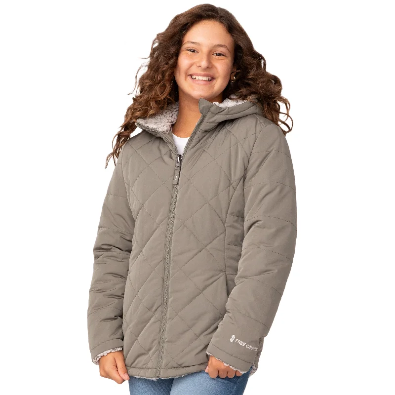 Steals and Deals Free Country Girls' Stratus Lite Reversible Jacket