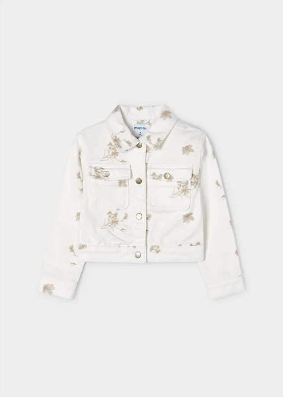 Exclusive Offers Girls Embroidered Twill Jacket In Cream