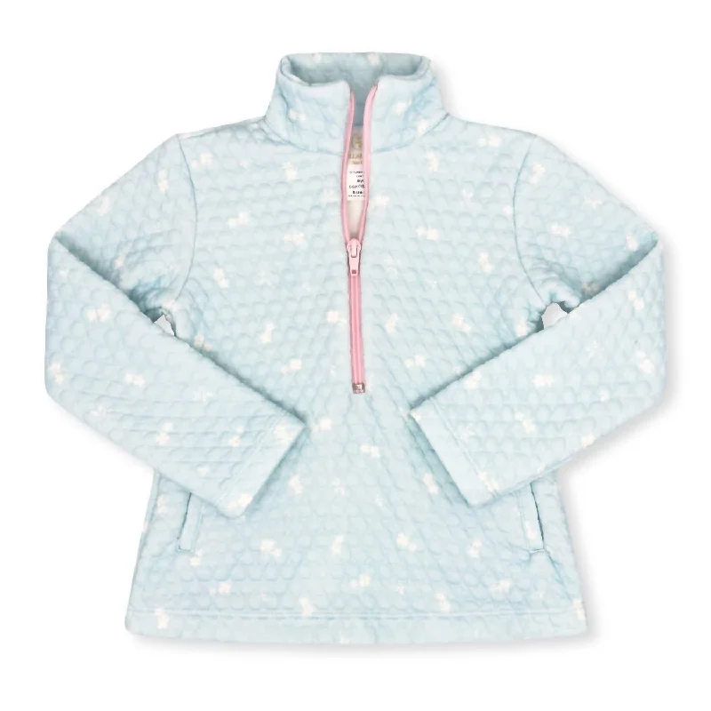 Price Drop Girl's Heather Half Zip Jacket In Foster Blue