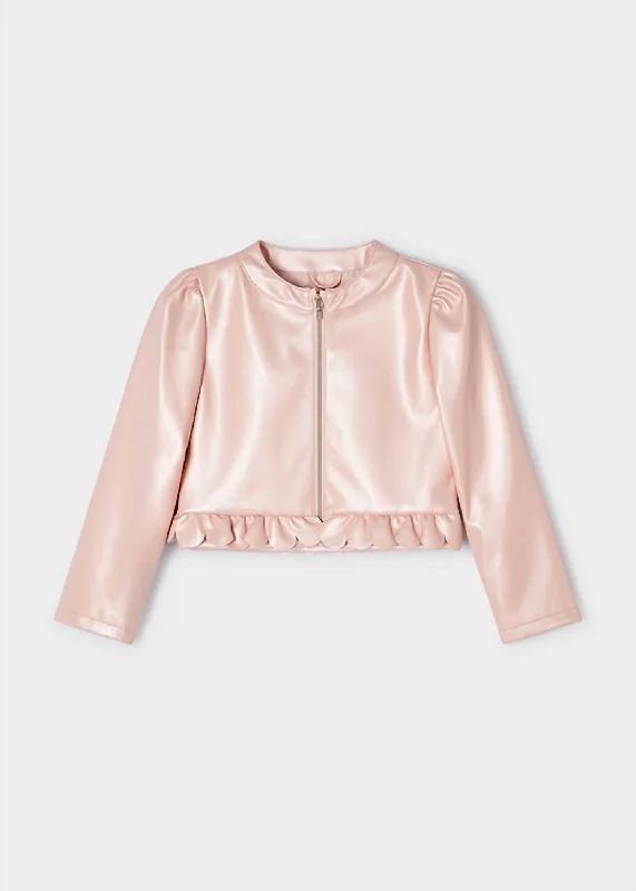 Crazy Savings Girls Ruffled Jacket In Nude