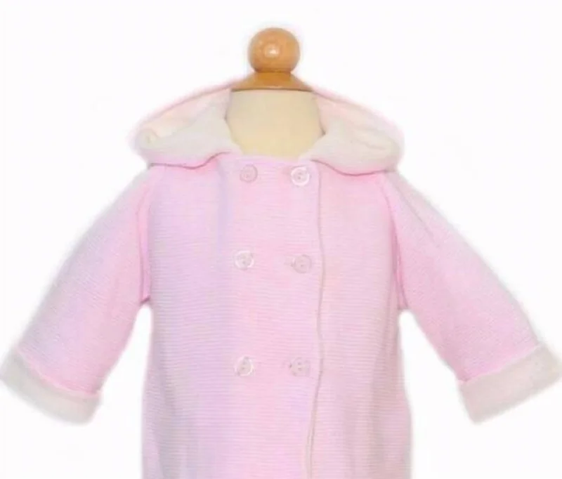 Fantastic Deals Kids Cotton Seedstitch Double Breasted Jacket In Pink/cream