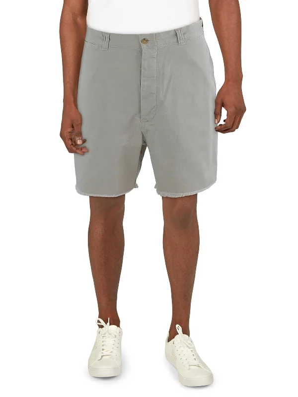 Don't Wait Mens Frayed Hem Cotton Chino Shorts