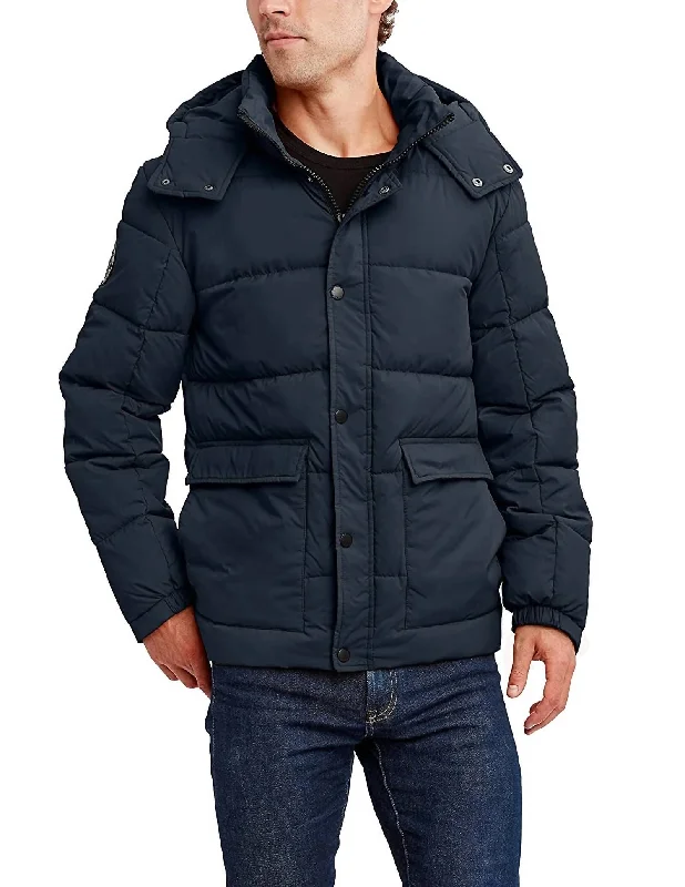 Markdowns Men'S Halifax Water And Wind Resistant Hooded Puffer Jacket in Navy Blue