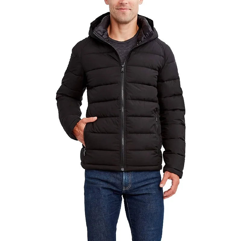 Lowest Price Men'S Lightweight Hooded Puffer Jacket in Black