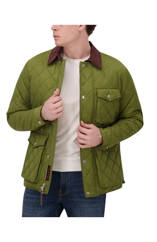Unmissable Offer Robert Graham Men's Diamond Quilted Utility Jacket With Coduroy Collar