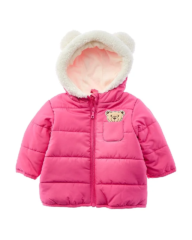 Savings Alert Wippette 3D Cute Bear Applique Quilted Puffer Jacket
