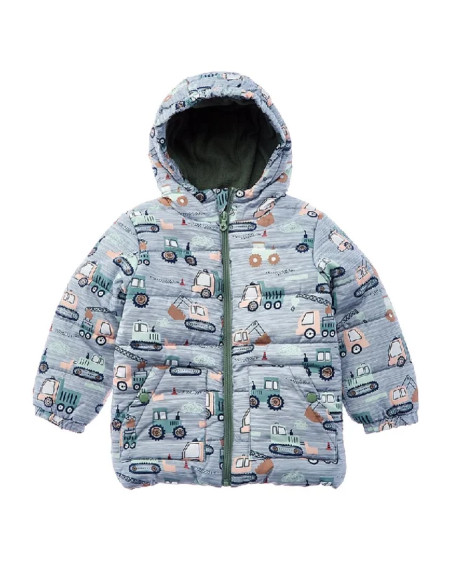 Get It Before It’s Gone Wippette Truck Print Quilted Puffer Jacket