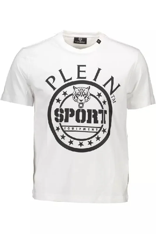 Stock Clearance Plein Sport Sleek  Cotton Crew Neck Tee with Contrasting Men's Details