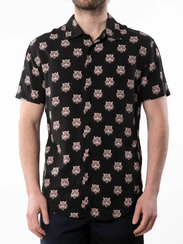 New Arrival Roaring Tiger Shirt In Black Combo