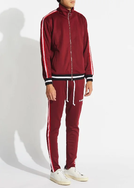 Savings Galore Men's Zip Up Jacket And Sweatpant Set In Burgundy