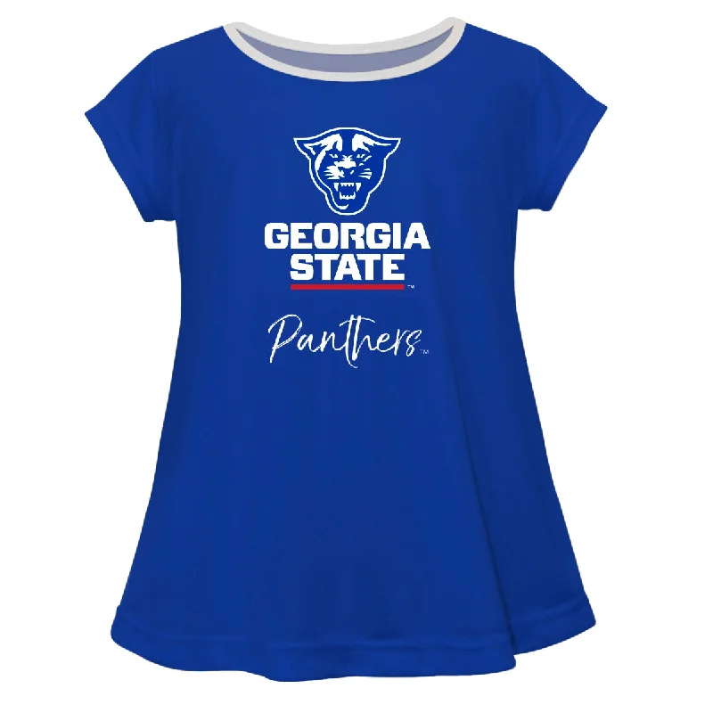 Seasonal Clearance Georgia State University Panthers Blue Short Sleeve Girls Laurie Top by Vive La Fete