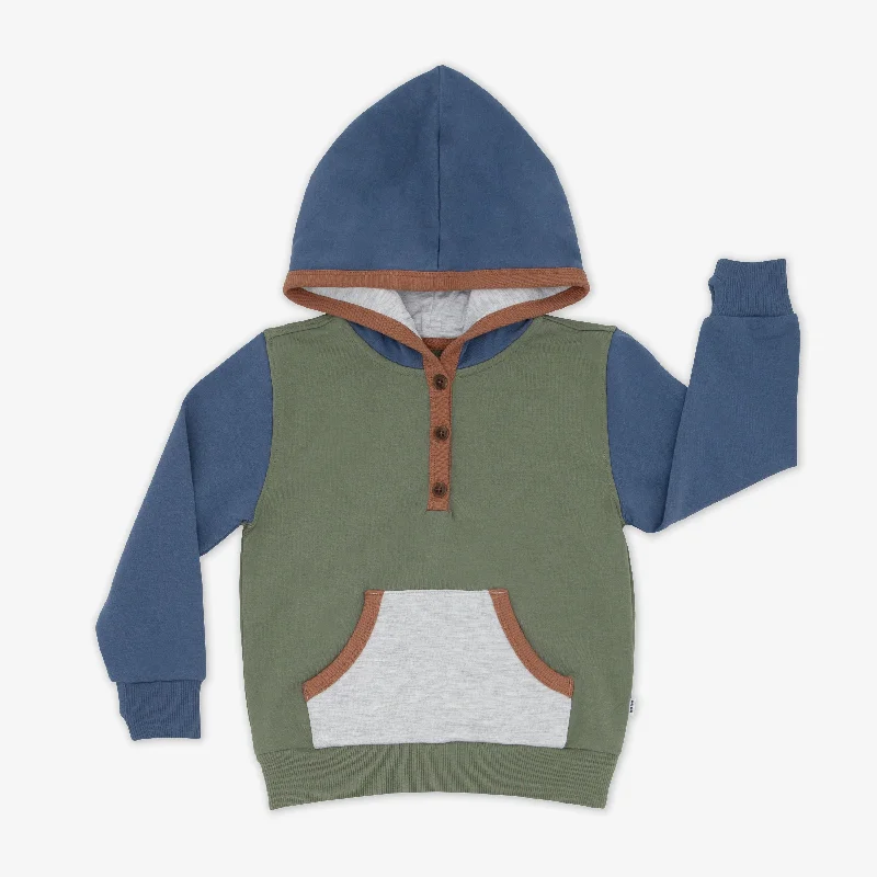 Closeout Moss Colorblock Henley Hoodie