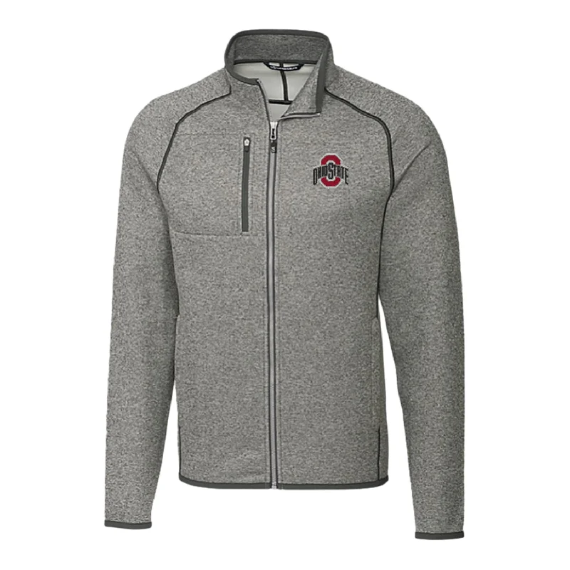 Don't Miss Ohio State Buckeyes Cutter & Buck Mainsail Sweater-Knit Gray Full Zip Jacket Don't Miss Ohio State Buckeyes Cutter & Buck Mainsail Sweater-Knit Gray Full Zip Jacket