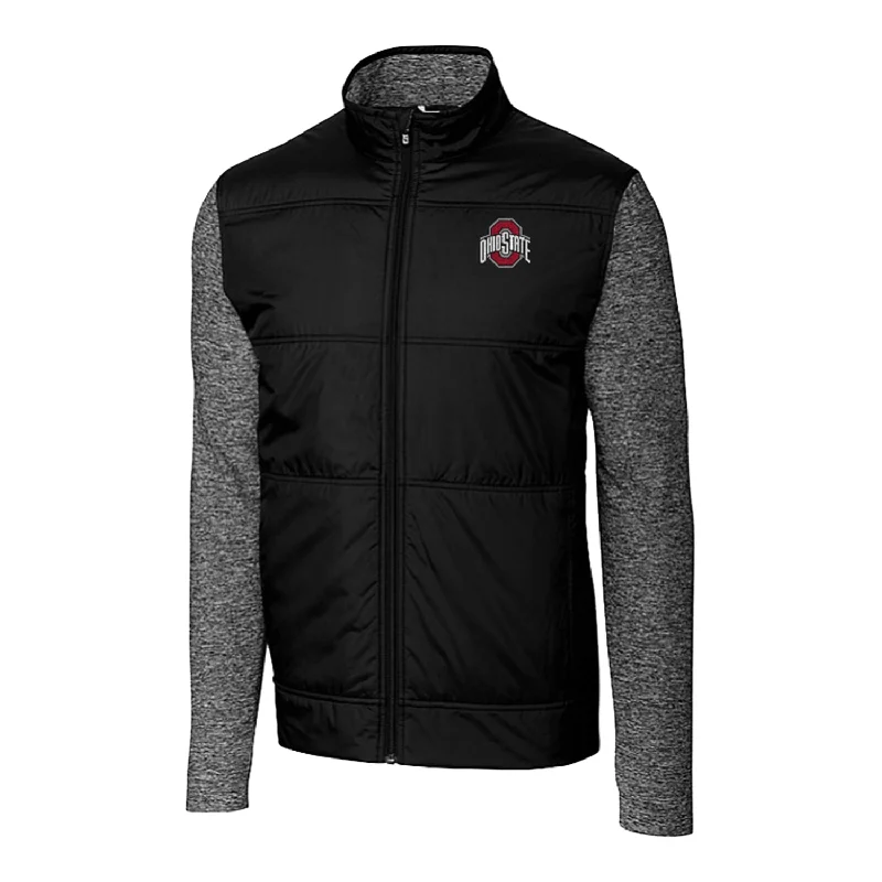 Discount Mania Ohio State Buckeyes Cutter & Buck Stealth Hybrid Quilted Black Full Zip Jacket Discount Mania Ohio State Buckeyes Cutter & Buck Stealth Hybrid Quilted Black Full Zip Jacket