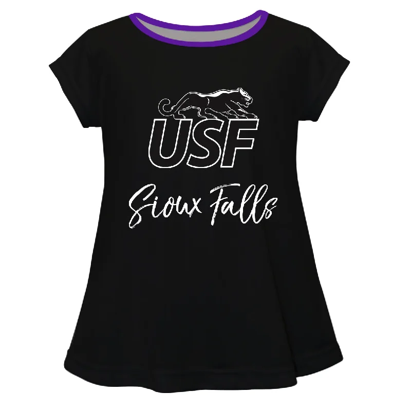 Price Break Sioux Falls Cougars USF Girls Game Day Short Sleeve Black Laurie Top by Vive La Fete