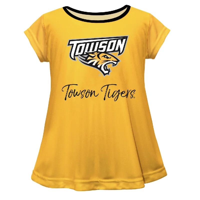 Take Advantage Towson University Tigers Girls Game Day Short Sleeve Gold Laurie Top by Vive La Fete