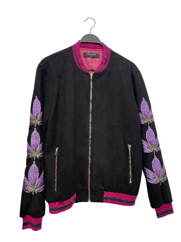 Amazing Deals SERENE Dept/Jacket/L/Suede/BLK/WEED LEAFS SLLEEVES