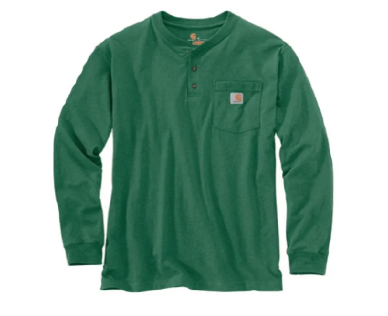 Limited Quantity Men's Loose Fit Heavyweight Long Sleeve Pocket Henley T-Shirt